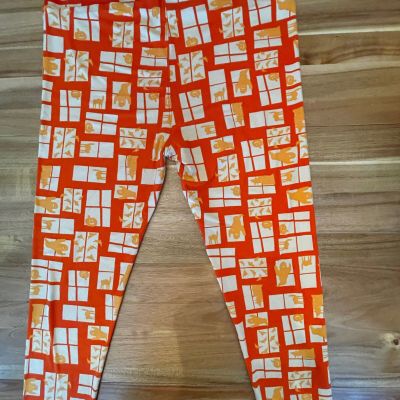 Lularoe Halloween Leggings sz TC2 Orange with Windows Ghosts Cats Bats Witches