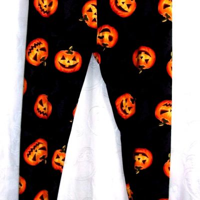 Chances R Halloween Pumpkins Bats Black Orange Women's Leggings Plus Size 2X NWT