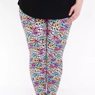 Sweetlegs Colorful Skull Leggings Plus Size PLUS2