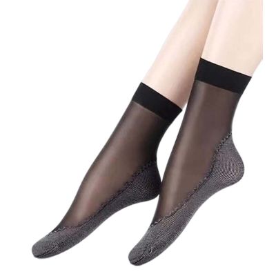 10 Pairs Transparent Socks Breathable Cool Cotton Sole See Through Socks