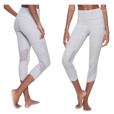 Athleta Womens Gray High Waisted Jacquard Mesh Chat To Town Leggings Small