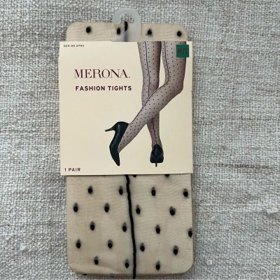 Merona nude w/black polka dot fashion tights M/L. NWT