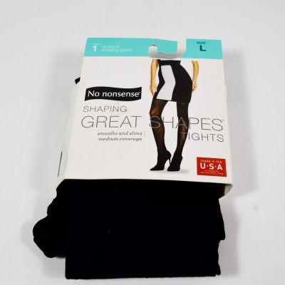 1 No nonsense Women's Great Shapes BLACK Opaque Shaping Tights Size Large