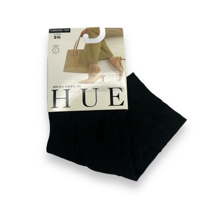 HUE Mesh Knee Hi Black 1 Pair Banded Top New Women’s Size 1