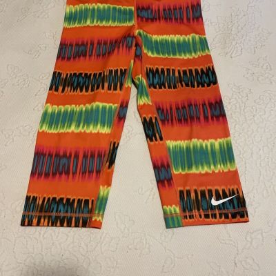 NIKE DRI-FIT Women’s Capri Leggings Yoga Workout Pants Tie Dye Multicolor