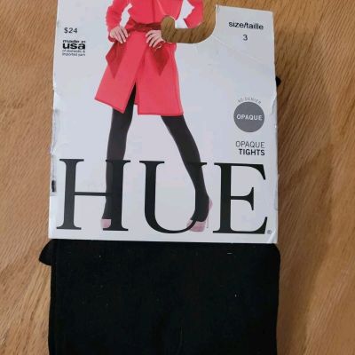 New HUE Women's Opaque Tights 40 Den, Black, Size 3 ( L/XL)