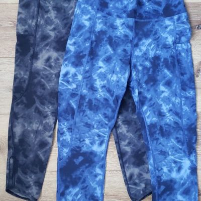 Lot Of 2 Womens Members Mark Everyday Leggings Size Large Tie Dye Print