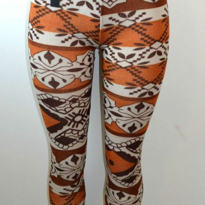 Baslco Fair Isle Style Print High Waist Leggings,Brown /Multicolored One Size