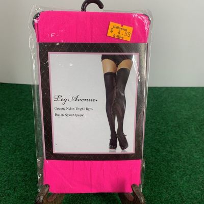 Leg Avenue Opaque Nylon Thigh Highs- Hot Pink-One Size- New
