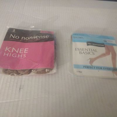 3 Pairs No NonSense Women's Knee Highs Size One NEW!