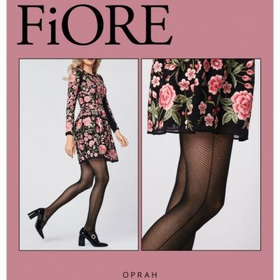 FIORE OPRAH RESEMBLING FISHNET SIDE SEAM 30 DENI TIGHTS PANTYHOSE BLACK 3 SIZES