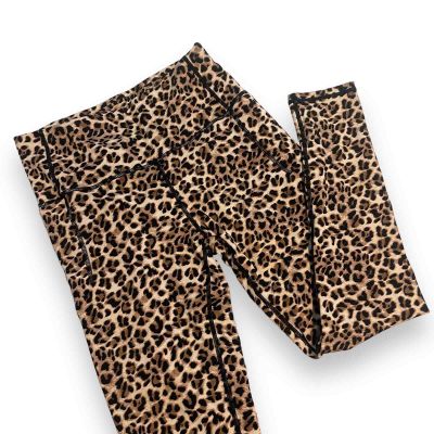 Leopard Print Leggings w/ Pockets Medium High Waist Workout Yoga Running Gym