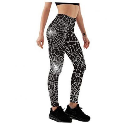 Nude Feeling Print Leggings for Women Workout Medium Spider Web Printed Pants