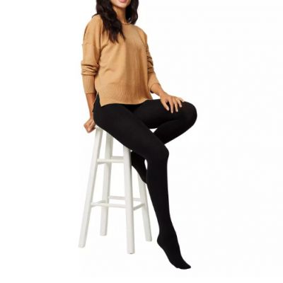 Hanes Silk Reflections Size EF Black Opaque Tights Blackout Coverage