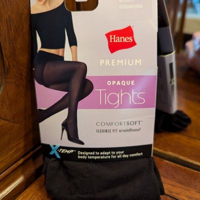 Hanes Premium Shaping Panty Opaque Tights / Pantyhose Black M/L Up To 6' & 190Lb