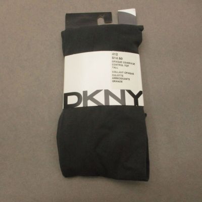 NWT DKNY Size LT Womens Black Stretch Opaque Coverage Control Top Stockings 1B