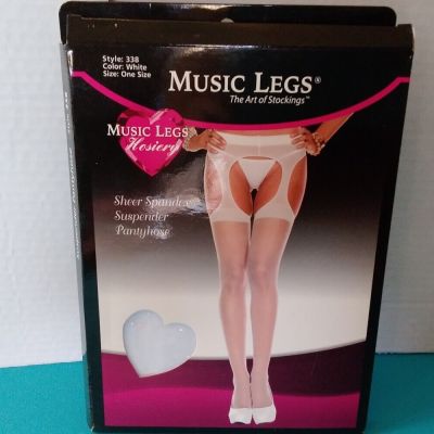 Brand New Sheer Suspender Pantyhose Music Legs 338 White One Size