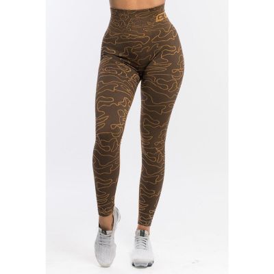 Echt Arise Camo Pull On High Waisted Workout Leggings Stretch Bronze Women's Sm