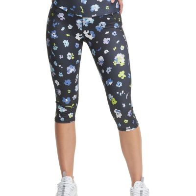 CHAMPION Womens Black Stretch Floral Active Wear Cropped Leggings S