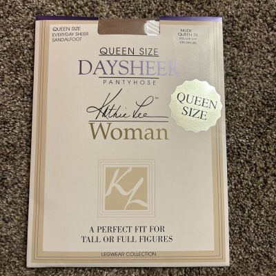 Kathie Lee Woman Daysheer Pantyhose Queen 3X Nude Tall Full Figure Sandlefoot