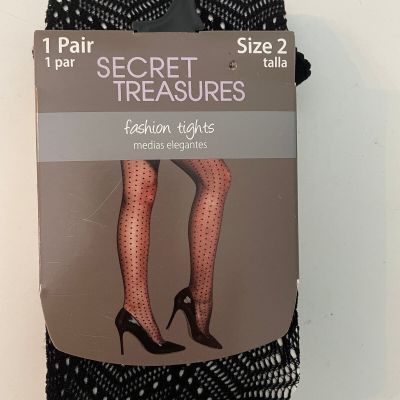 Ladies Secret Treasures Black Size 2 Fashion Tights With No Bind Waist Band