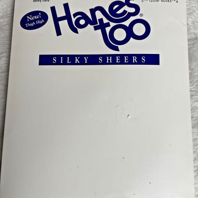 Hanes Too Silky Sheer Thigh High stockings SZ EF barely there NOS 1990's