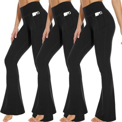 3 Packs Leggings with Pockets for Women, Soft High Waisted Tummy Control Workout