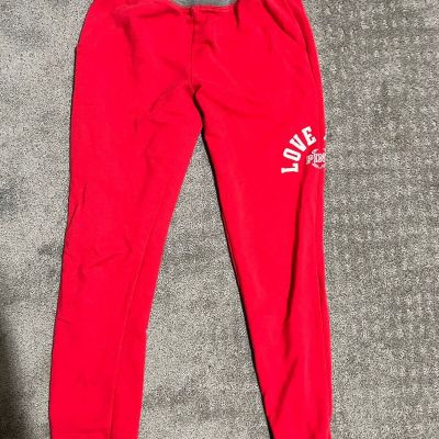 Victoria's Secret PINK Sweatpants Women Small Red W/ Logo