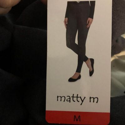 MATTY M Leggings Workout  Women Yoga Mid Rise(DK CHARCOAL,MEDIUM)NWT