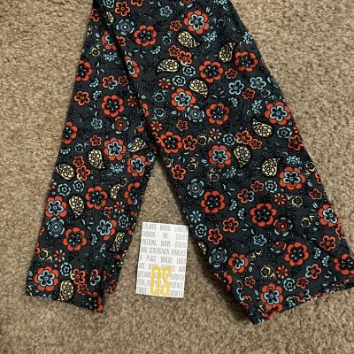 LuLaRoe OS Leggings BLUE Orange Daisy Wildflower