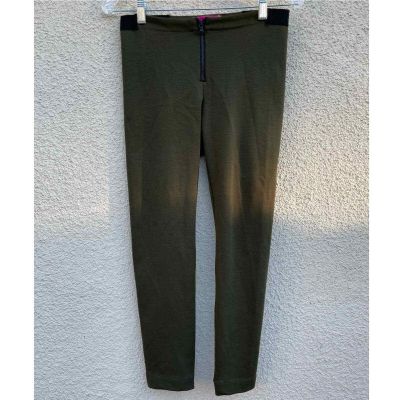 Alice + Olivia Green Ponte Knit Front Zip Leggings 6