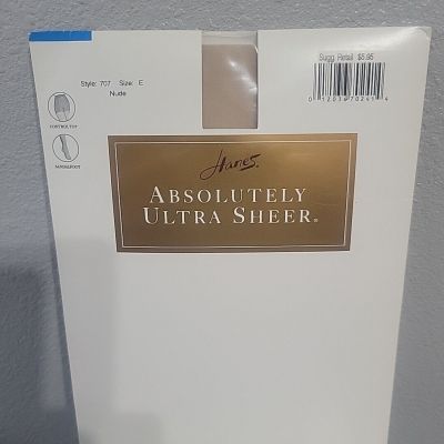 Hanes Absolutely Ultra Sheer Nylons Pantyhose Size E Color: NUDE Sandalfoot