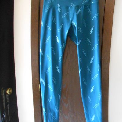 TALL WOMENS OLD NAVY TEAL LIGHTNING BOLT PRINT LEGGINGS SIZE L(TALL)