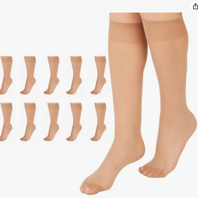 L'eggs Everyday Women's Nylon Knee Highs Reinforced Toe  Nude 1  10-pack