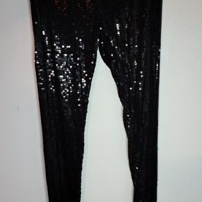 Charlotte Russe Sequin Black Party Leggings Size M