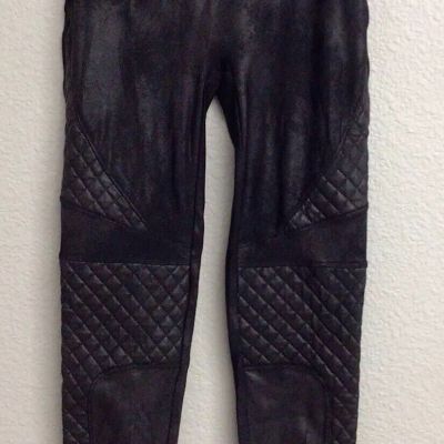 Spanx Shiny Moto Leggings Quilted Black Women's Size Large