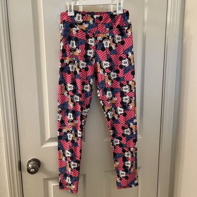 Lularoe Disney Mickey Mouse Leggings Women's One Size Pink Striped