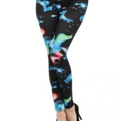 premium Lady's Galactica Outer Space in Blue Printed Fashion Legging