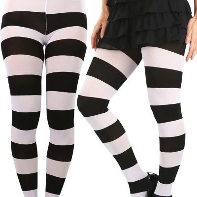 ToBeInStyle Women’s Wide Horizontal Contrast Stripe Tights Opaque Hosiery