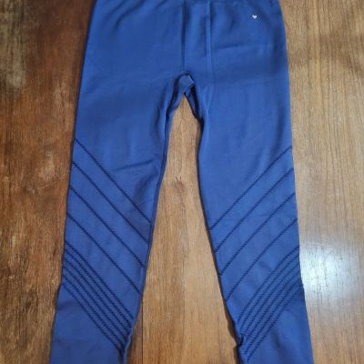 Love Fitness Leggings Womens Sz L Blue Cut Out Crop Stretch Workout Gym Yoga