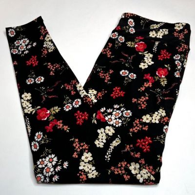 NEW LuLaRoe TC Leggings BLACK CORAL RED Sage GREEN Daisy Chamomile FLOWER Garden