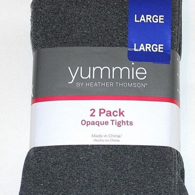 Yummie By Heather Thomson 2 Pack Opaque Tights Black & Grey Size Large New