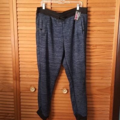 Legging Army Navy Blue Heathered Fur Lined Elastic Waistband Joggers Size 18/20