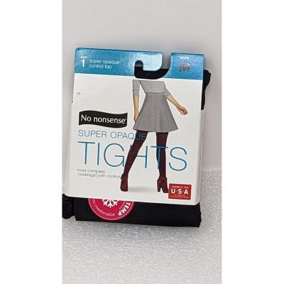 No Nonsense Super Opaque Control Top Tights Size M Black