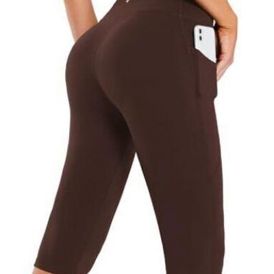 Women's Capris with Pockets Knee Length Capri X-Small 14''-Classic Dark Brown