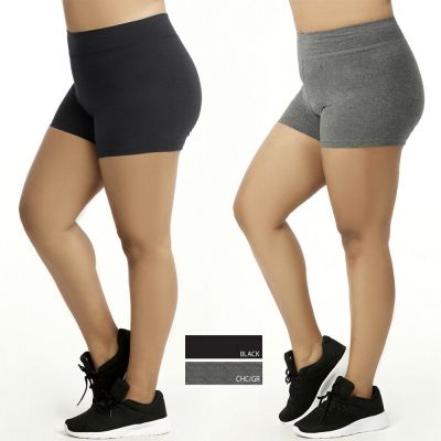 Set of 2 Women's Plus Size Cotton Legging Shorts Ideal for Exercise Biking Yo