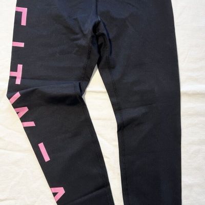 Fitwear joggers  Black Leggings Size Medium Pink Lettering