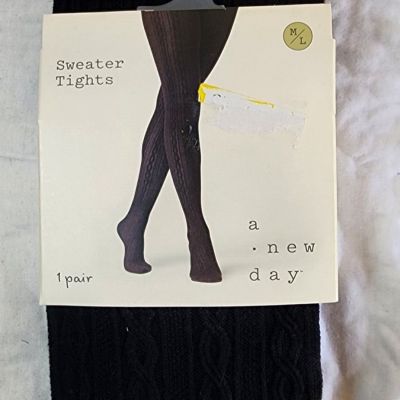 New A New Day Women's Black Sweater Tights Size M/L