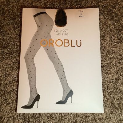 Oroblu Cloe polka-dot sheer to waist tights, 20 denier, color blue, size: XL