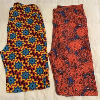 Women’s One Size Lularoe Leggings Lot Of 2 Multi Color NWOT